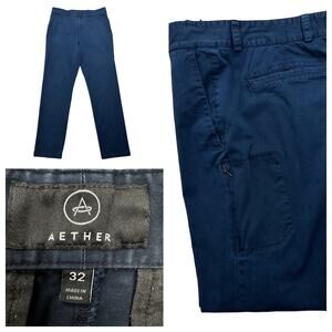 AETHER Blue Chino Pants Size 32 Slim Fit Pockets Flat Front (measures 32x 30.5)